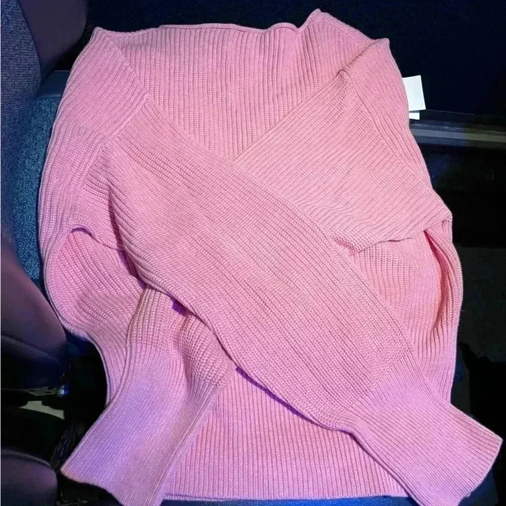 NWT Boss SCOOP-NECK FAVANNAH SWEATER IN COTTON WITH SILK AND CASHMERE Pink - Picture 3 of 6